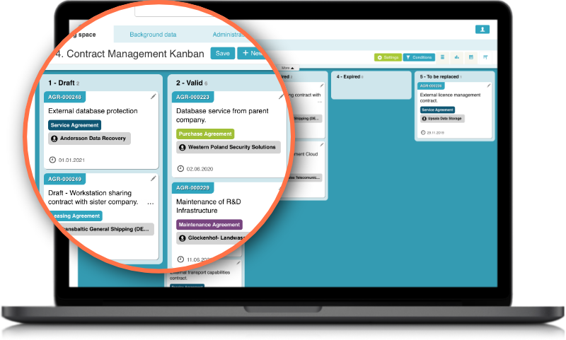 Efecte Contract _Management_Kanban_sample