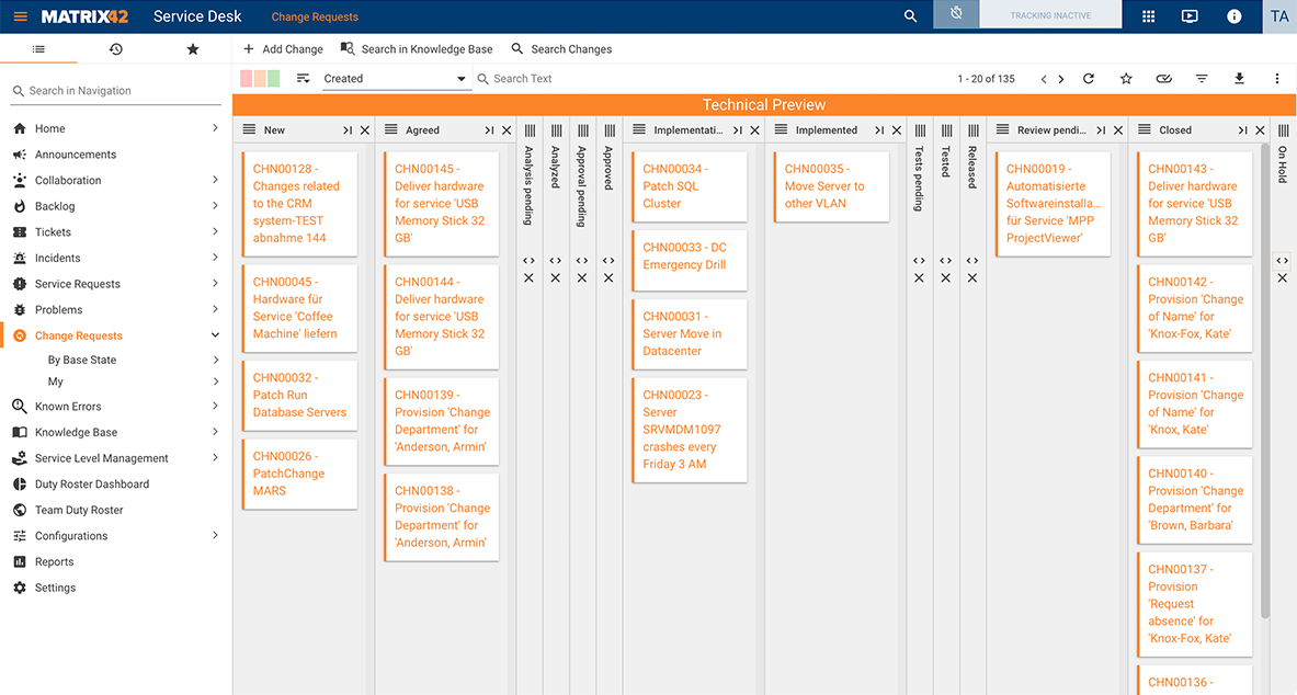 Gestion du changement ITSM