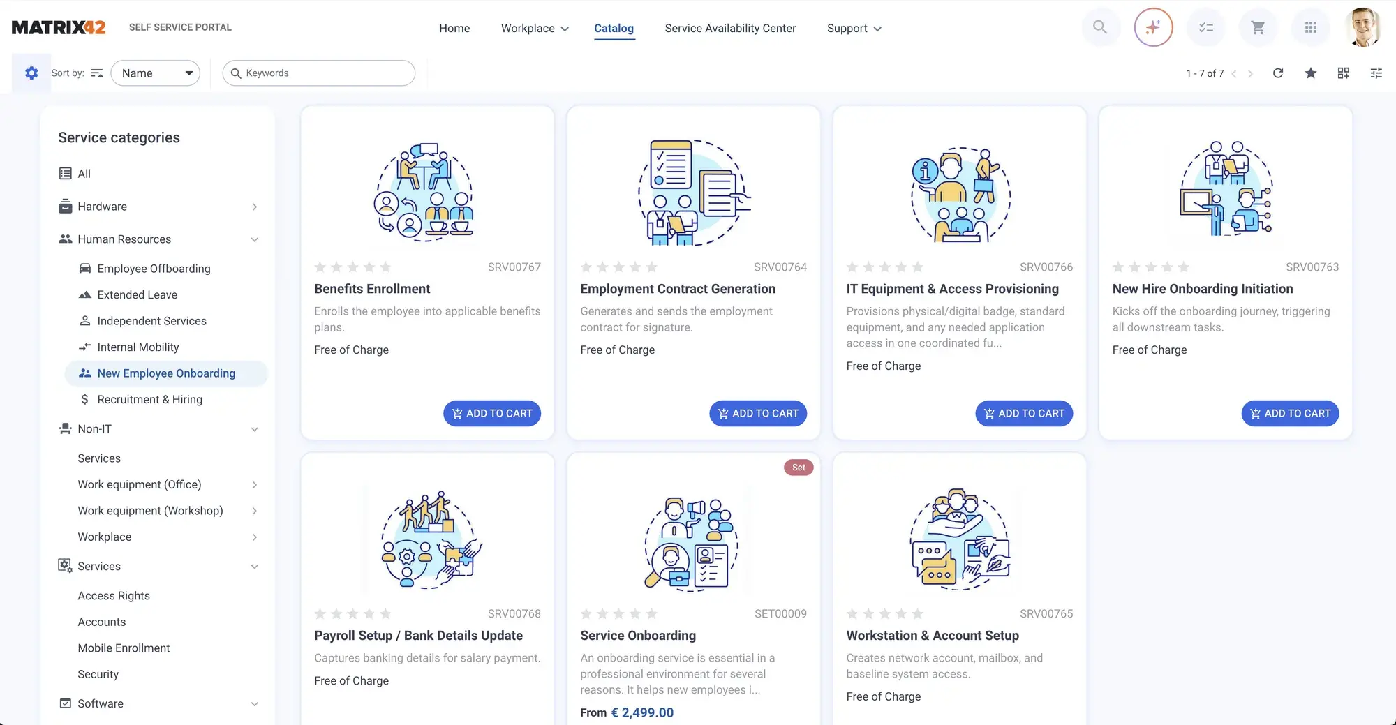 HR service catalog with Neo answering HR questions