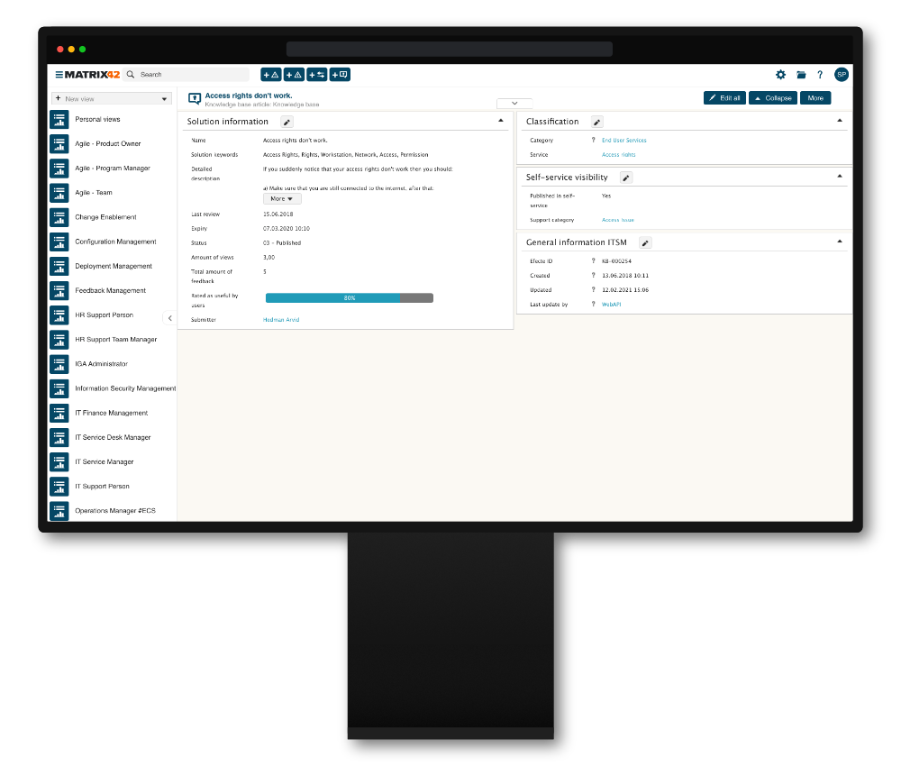 matrice di gestione della conoscenza42-itsm