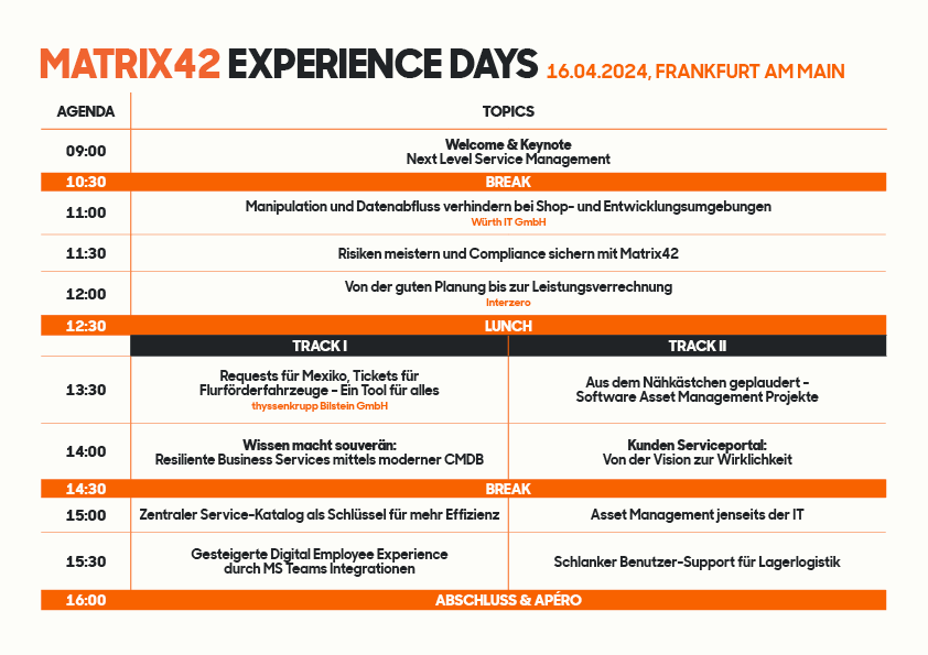 M42 ExpDays Agenda Frankfurt